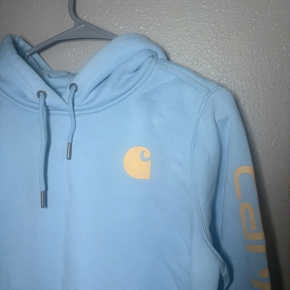Carhartt Relaxed Fit  Hoodie Women’s M Blue Front  Pocket Pullover - Picture 2 of 4